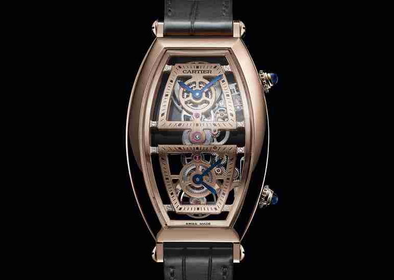 Best Cartier Privé Tonneau XL Skeleton Dual Time And Cartier Privé Tonneau Replica Watches For 2019 New Year