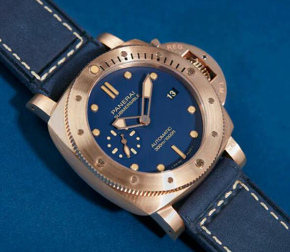 Replica Panerai Submersible Blu Abisso Blue Matte Dial Bronzo 42mm Watch Review 3