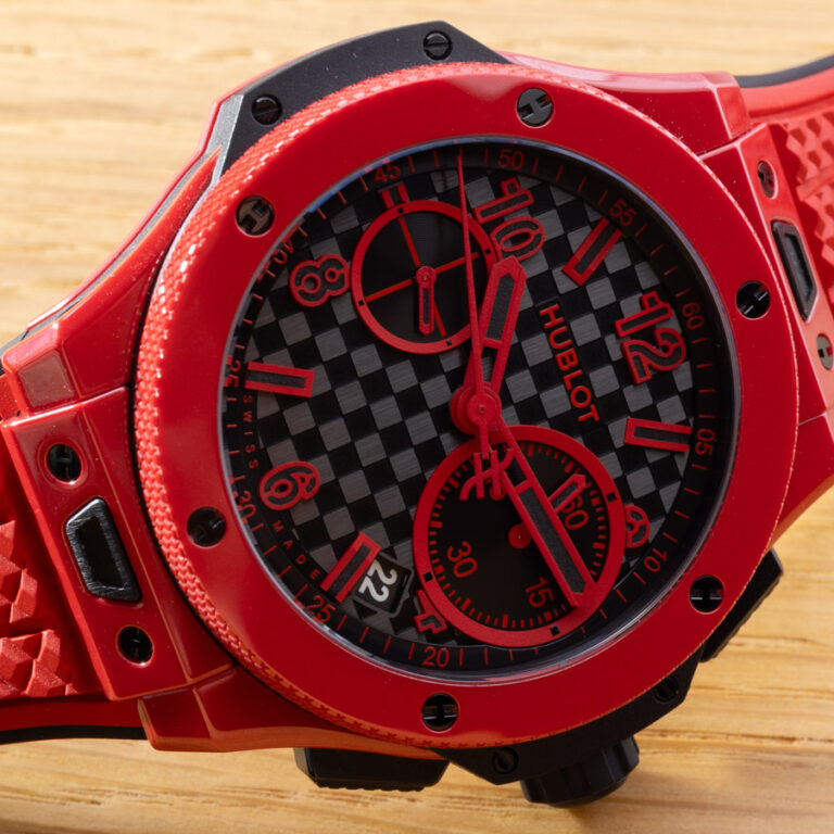 Hublot Big Bang Original 20th Anniversary Red Magic and All Black Ceramic watches side by side