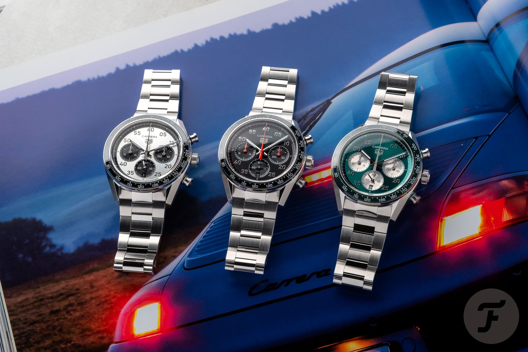 TAG Heuer Carrera Chronograph Sport 2026 on wrist showing H-link bracelet and ceramic tachymeter bezel