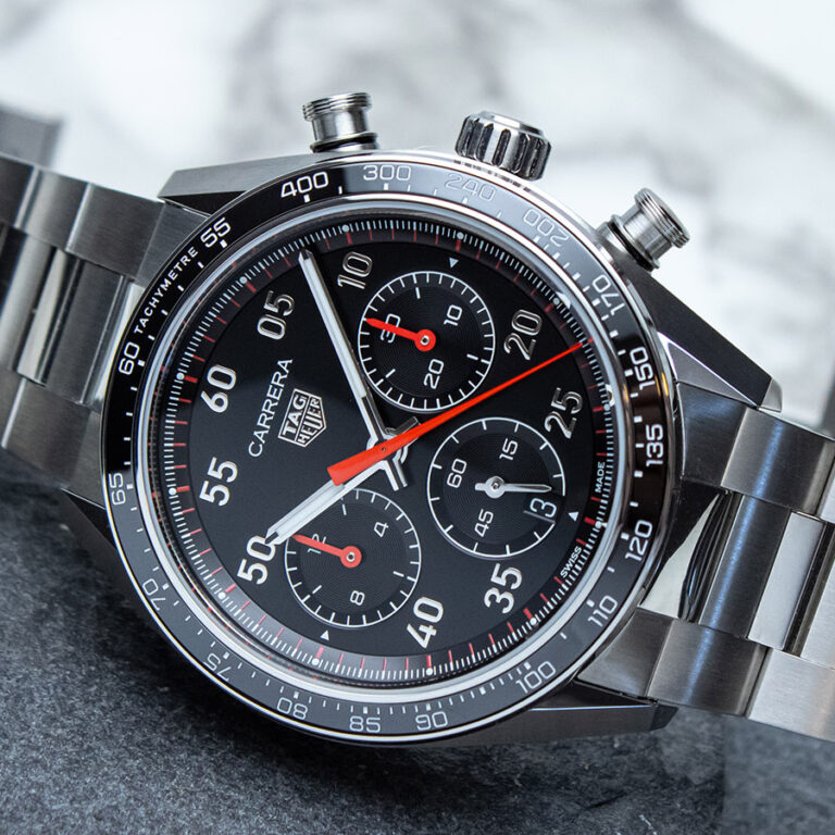 TAG Heuer Carrera Chronograph Sport Watch 2026 with 42mm stainless steel case and ceramic bezel