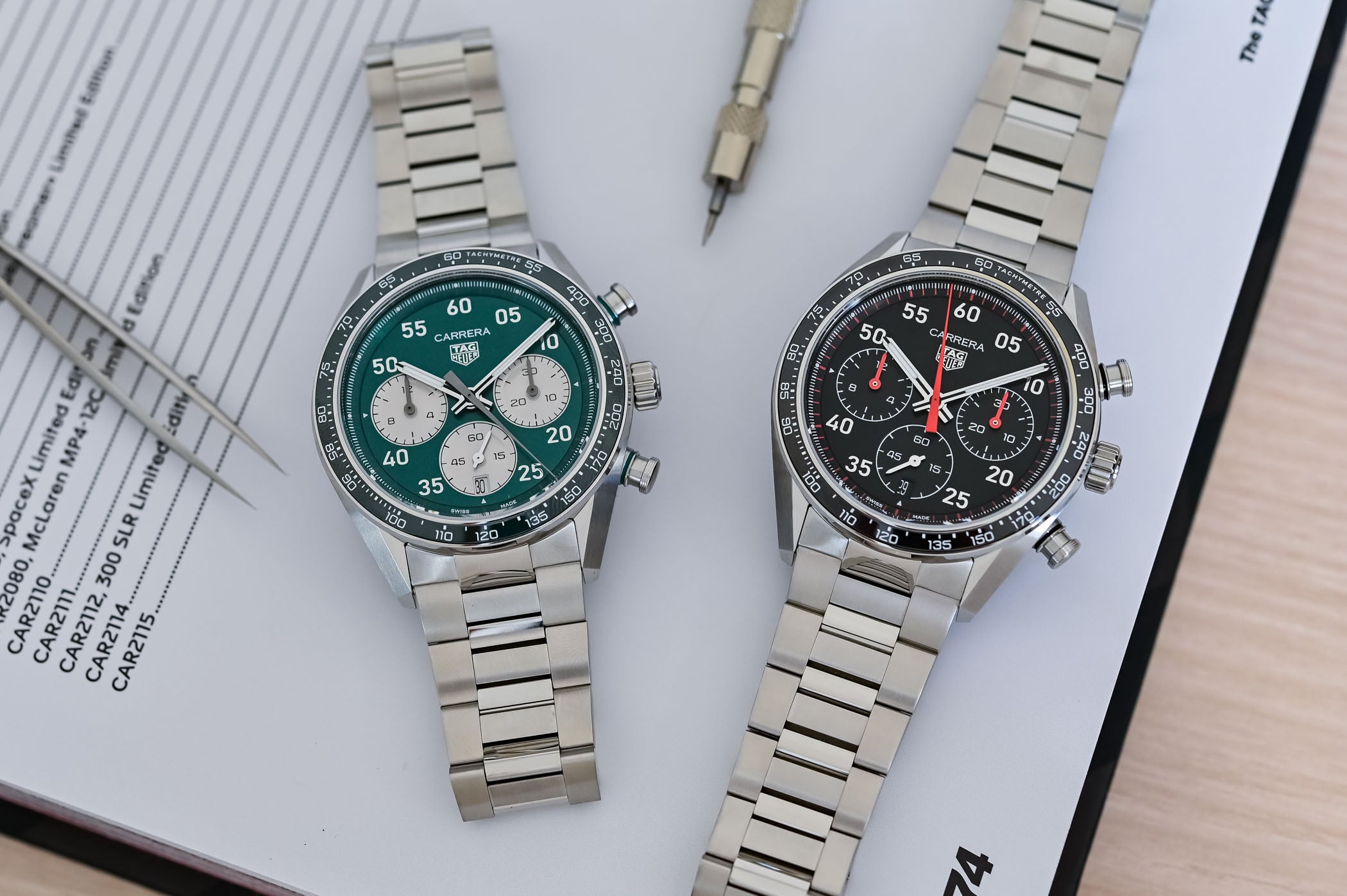 TAG Heuer Carrera Chronograph Sport 2026 dial with Arabic minute numerals and tricompax layout