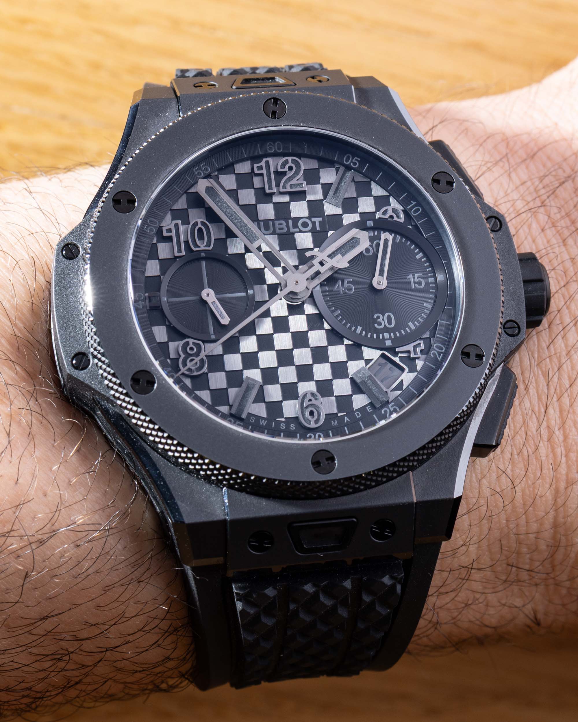 Hublot Big Bang 20th Anniversary Red Magic dial and chronograph detail