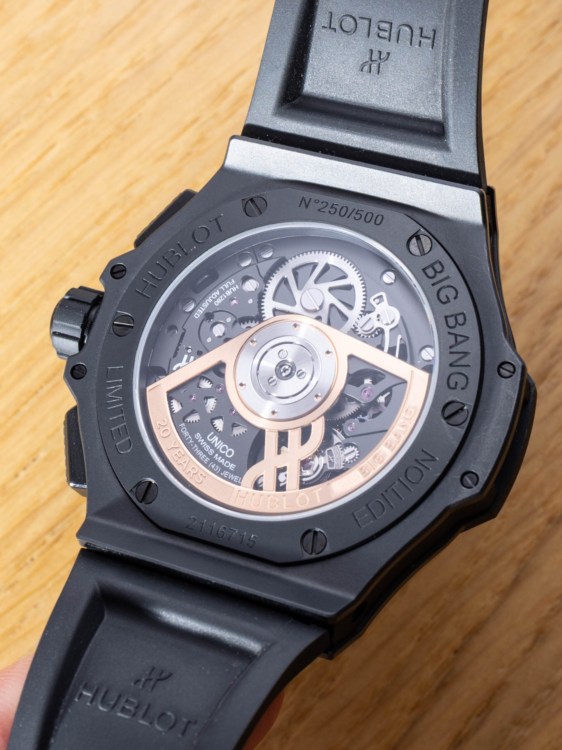 Hublot Big Bang Original 20th Anniversary All Black ceramic caseback and HUB1280 movement